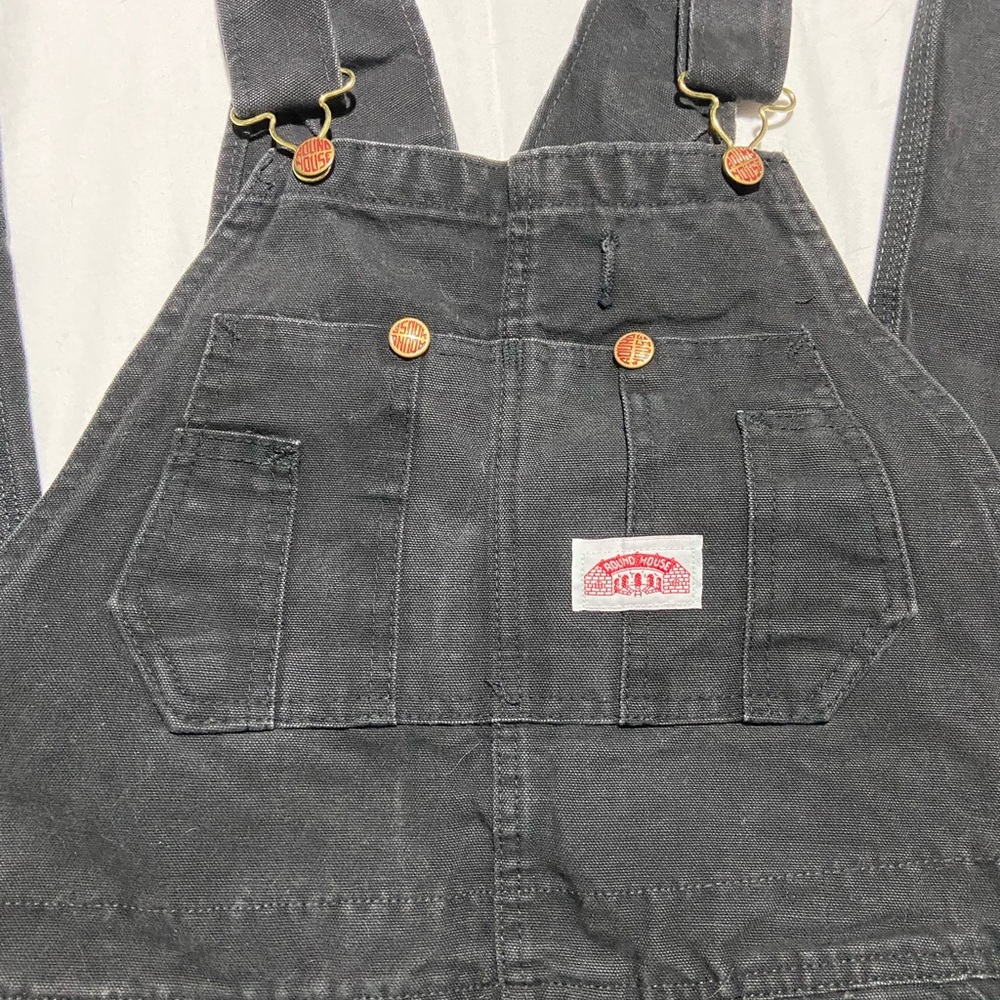 Round House Men's Black Canvas Double Front Bib Overalls 36x32 - Picture 2 of 8